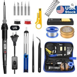 NIB! PRECISION ELECTRIC SOLDERING IRON+TOOL KIT COMPLETE IN ZIPPERED CASE USA